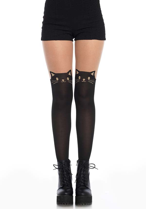 Black Cat Spandex Opaque | PANTYHOSE