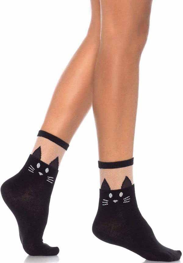 Daphne Black Cat | ANKLE SOCKS - Beserk - all, all clothing, all ladies clothing, black, black cat, cat, cats, clickfrenzy15-2023, clothing, cpgstinc, crew socks, discountapp, fp, gifts socks, googleshopping, goth, gothic, hosiery and socks, ladies clothing, ladies socks, R060922, repriced08022023, sep22, Sept, sheer, sock, socks, tomfoolery, TOMIN320547