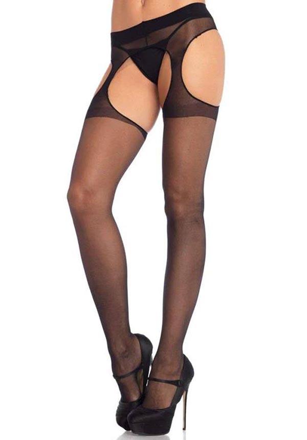 Eden Sheer Suspender [Black] | STOCKINGS - Beserk - all, all clothing, black, burlesque, clickfrenzy15-2023, cpgstinc, discountapp, edgy, fetish, fp, gothic, hosiery, hosiery and socks, ladies, ladies clothing, leg avenue, lingerie, pantyhose, plus size, repriced22072022, sep18, sheer, stockings, tomfoolery