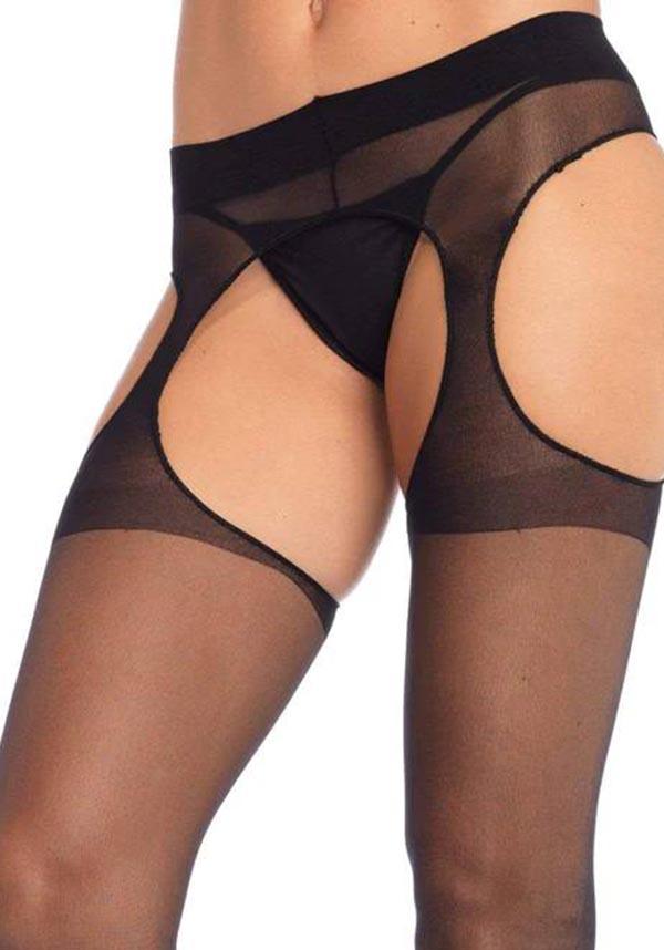 Eden Sheer Suspender [Black] | STOCKINGS - Beserk - all, all clothing, black, burlesque, clickfrenzy15-2023, cpgstinc, discountapp, edgy, fetish, fp, gothic, hosiery, hosiery and socks, ladies, ladies clothing, leg avenue, lingerie, pantyhose, plus size, repriced22072022, sep18, sheer, stockings, tomfoolery