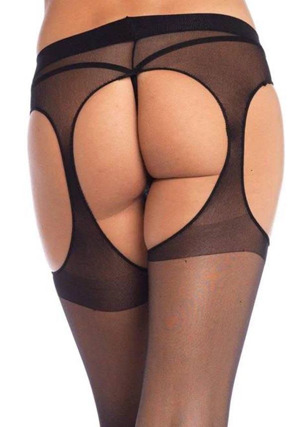 Eden Sheer Suspender [Black] | STOCKINGS - Beserk - all, all clothing, black, burlesque, clickfrenzy15-2023, cpgstinc, discountapp, edgy, fetish, fp, gothic, hosiery, hosiery and socks, ladies, ladies clothing, leg avenue, lingerie, pantyhose, plus size, repriced22072022, sep18, sheer, stockings, tomfoolery