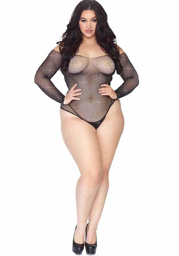 Falling 4 U Rhinestone | BODYSUIT^ - Beserk - all, all clothing, all ladies, all ladies clothing, backorder, black, bodysuit, clickfrenzy15-2023, clothing, cpgstinc, dec21, diamante, diamond, diamond glitter, diamonds, diamonte, discountapp, fetish, fp, kink, kinky, ladies, ladies clothing, lingerie, off the shoulder, plus, plus size, R071221, see through, sexy, sheer, shimmer, tomfoolery, TOMORD112224