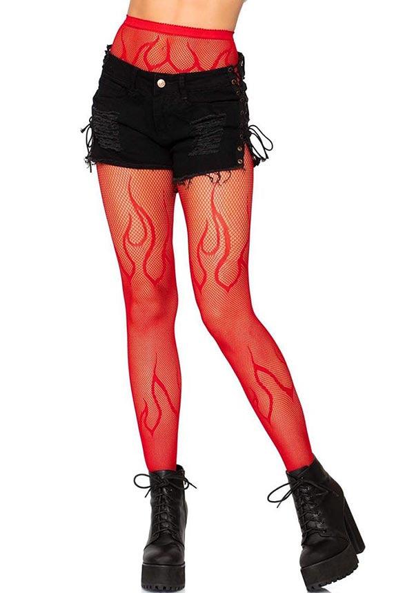 Flame [Red] | FISHNET TIGHTS* - Beserk - all, all clothing, all ladies, all ladies clothing, clickfrenzy15-2023, clothing, costume, cpgstinc, derby hosiery, discountapp, edgy, eofy2023, eofy2023wed21-25, fire, fish net, fishnet, flame, goth, gothic, halloween, halloween costume, hosiery, hosiery and socks, ladies, ladies clothing, net, nov20, plus size, red, repriced08022023, roller derby, rollerderby, sale, stockings, tights, tomfoolery