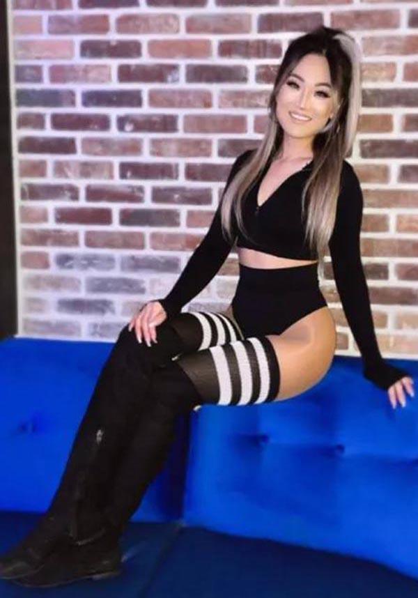 Gina Athletic [Black/White] | THIGH HIGH STOCKINGS - Beserk - all, all clothing, all ladies, all ladies clothing, aug21, black, black and white, clickfrenzy15-2023, clothing, cpgstinc, discountapp, egirl, egirleboy, fp, hosiery and socks, knee high socks, LA316866, ladies, ladies accessories, ladies clothing, ladies socks, leg avenue, long socks, R150821, socks, stripe, striped, stripes, stripey, thigh high, tomfoolery, winter, winter clothing