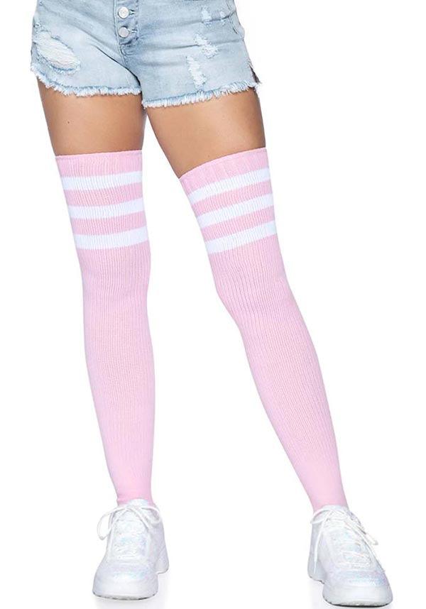 Gina Athletic [Pink] | THIGH HIGH STOCKINGS - Beserk - all, all clothing, all ladies clothing, clickfrenzy15-2023, clothing, cpgstinc, discountapp, egirl, egirleboy, fp, gifts socks, googleshopping, halloween, hosiery and socks, ladies clothing, ladies socks, light pink, pastel goth, pastel pink, pink, R060922, repriced08022023, sep22, Sept, socks, thigh high, tomfoolery, TOMIN320547