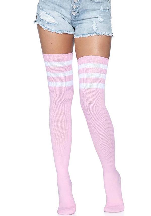Gina Athletic [Pink] | THIGH HIGH STOCKINGS - Beserk - all, all clothing, all ladies clothing, clickfrenzy15-2023, clothing, cpgstinc, discountapp, egirl, egirleboy, fp, gifts socks, googleshopping, halloween, hosiery and socks, ladies clothing, ladies socks, light pink, pastel goth, pastel pink, pink, R060922, repriced08022023, sep22, Sept, socks, thigh high, tomfoolery, TOMIN320547