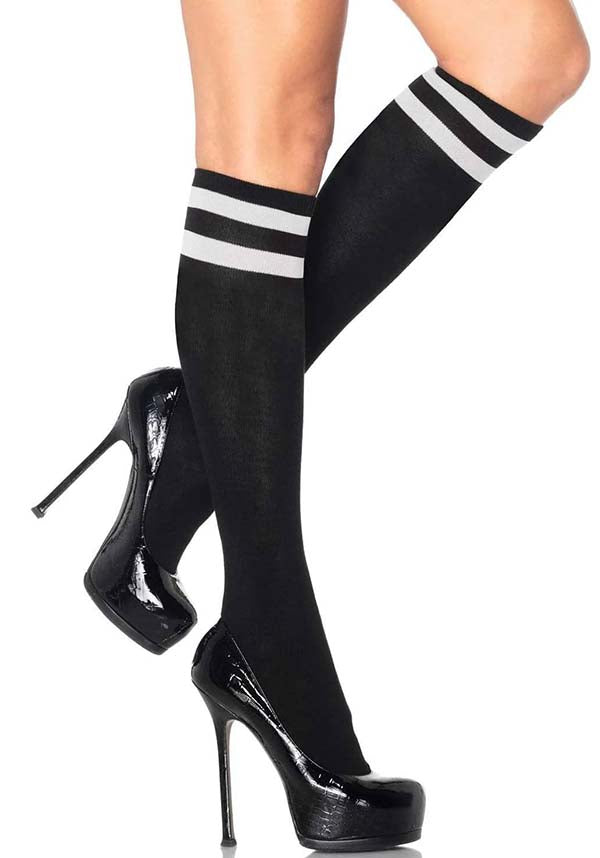 Jolie Athletic [Black/White] | KNEE HIGH SOCKS