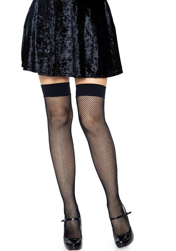 Joy Fishnet [Black] | THIGH HIGH STOCKINGS^ - Beserk - all, all clothing, all ladies, all ladies clothing, backorder, black, clickfrenzy15-2023, clothing, cpgstinc, dec21, discountapp, edgy, fish net, fishnet, fp, goth, gothic, hosiery, hosiery and socks, ladies, ladies clothing, lingerie, R071221, stockings, thigh high, tomfoolery, TOMORD112224