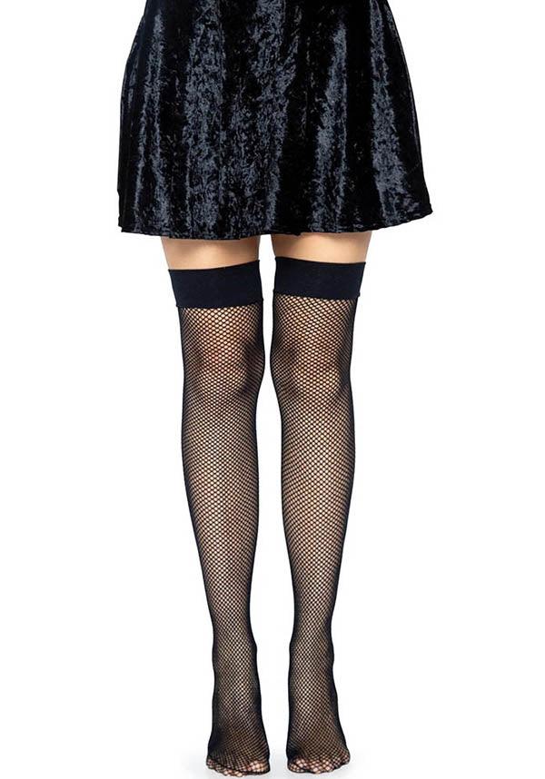 Joy Fishnet [Black] | THIGH HIGH STOCKINGS^ - Beserk - all, all clothing, all ladies, all ladies clothing, backorder, black, clickfrenzy15-2023, clothing, cpgstinc, dec21, discountapp, edgy, fish net, fishnet, fp, goth, gothic, hosiery, hosiery and socks, ladies, ladies clothing, lingerie, R071221, stockings, thigh high, tomfoolery, TOMORD112224