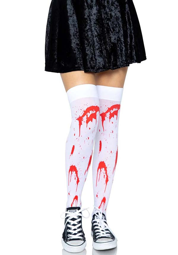Rhea Zombie [White/Red] | THIGH HIGH STOCKINGS*