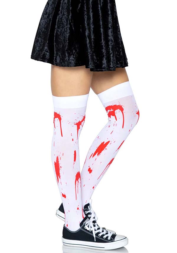 Rhea Zombie [White/Red] | THIGH HIGH STOCKINGS*