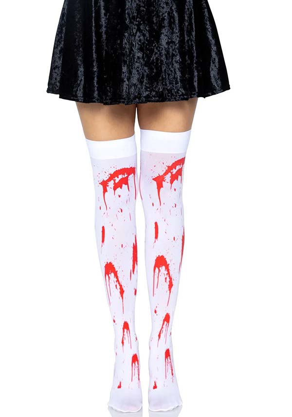 Rhea Zombie [White/Red] | THIGH HIGH STOCKINGS*