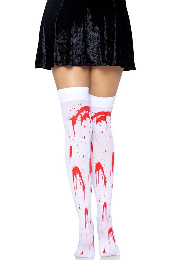 Rhea Zombie [White/Red] | THIGH HIGH STOCKINGS*
