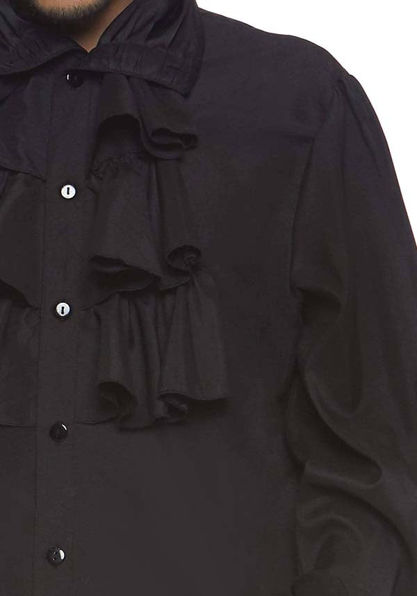 Ruffle Front [Black] | SHIRT