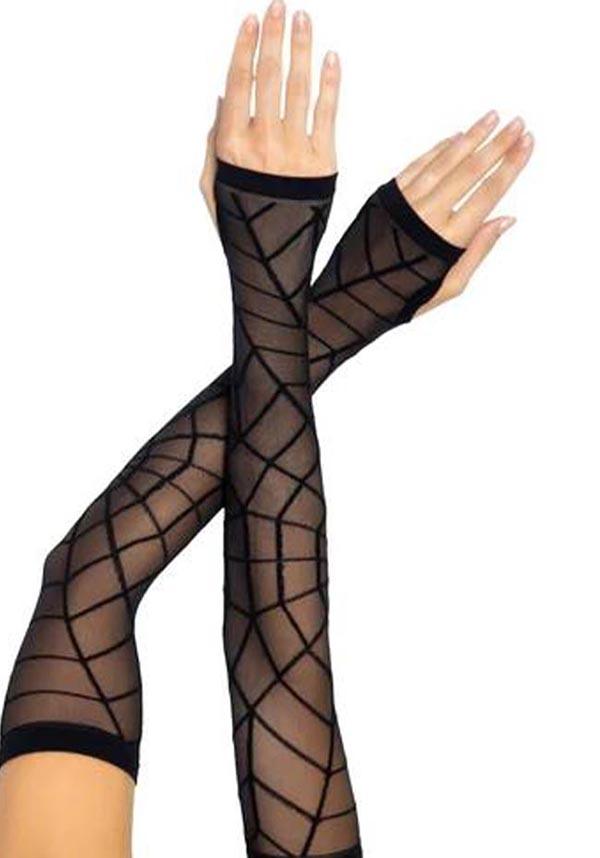 Sheer Spiderweb | ARM WARMER GLOVES^ - Beserk - accessories, all, backorder, black, clickfrenzy15-2023, cosplay, cpgstinc, discountapp, fp, gloves, gloves and armwarmers, goth, gothic, gothic accessories, halloween, ladies accessories, pending, sep20, spider web, spiderweb, web
