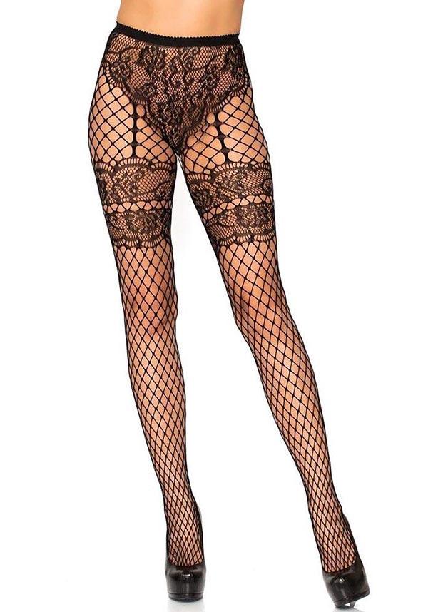 Sheila Faux Garter | TIGHTS^ - Beserk - all, all clothing, all ladies, all ladies clothing, backorder, black, clickfrenzy15-2023, clothing, cpgstinc, derby hosiery, discountapp, edgy, fishnet, fp, goth, gothic, hosiery, hosiery and socks, jan21, ladies, ladies clothing, leg avenue, net, pantyhose, R270121, sexy, stockings, tights, tomfoolery, vintage