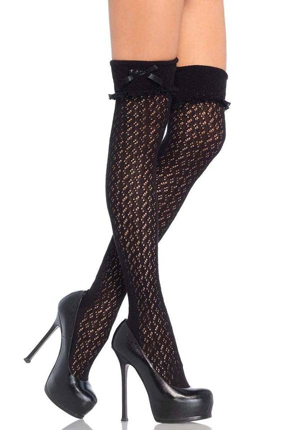 Sofia Crocheted [Black] | KNEE SOCKS