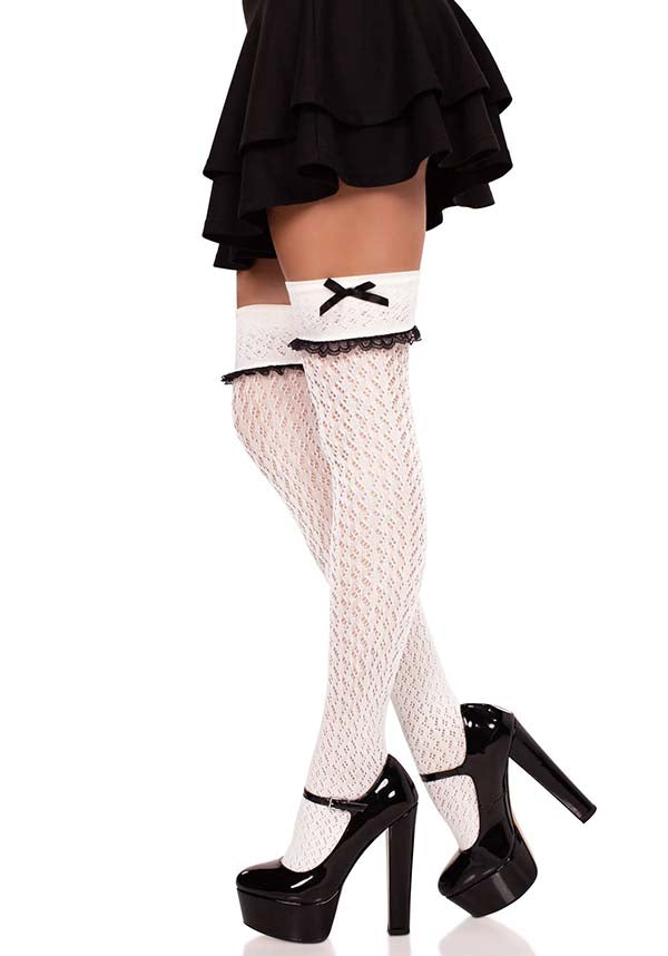 Sofia Crocheted [White] | KNEE SOCKS