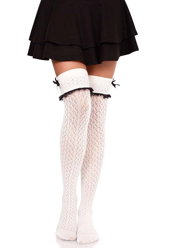 Sofia Crocheted [White] | KNEE SOCKS