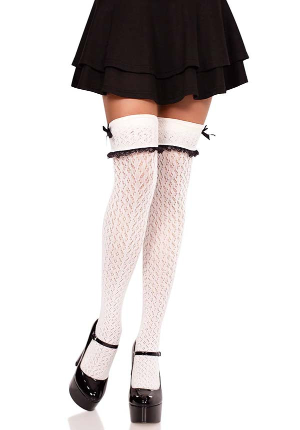 Sofia Crocheted [White] | KNEE SOCKS