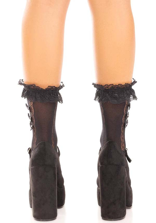 Sweetheart Lace [Black] | ANKLE SOCKS*