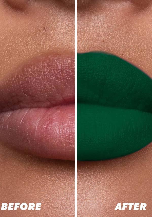 Lucky Me | SOFT TOUCH LIPSTICK - Beserk - all, christmas, christmas cosmetics, colour:green, cosmetics, dark green, discountapp, emerald green, fp, googleshopping, goth, gothic cosmetics, green, halloween cosmetics, halloween makeup, jun23, labelnew, labelvegan, LCSO0735903, lime crime cosmetics, lip, lips, lipstick, make up, makeup, R150623, special effects makeup, vegan