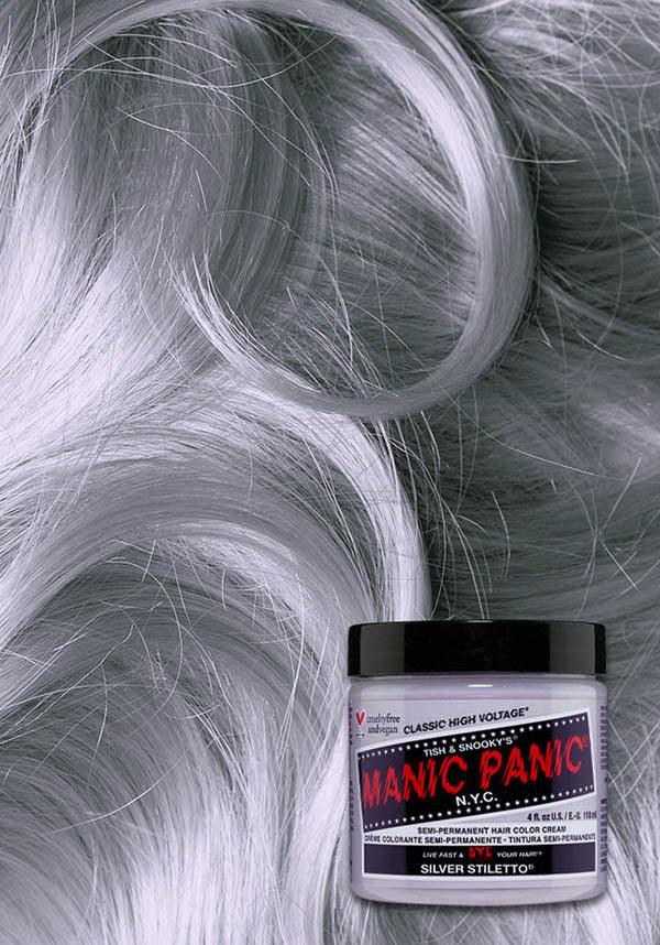 Silver Stiletto | CLASSIC COLOUR - Beserk - all, clickfrenzy15-2023, cosmetics, cpgstinc, discountapp, dye, ebaymp, fp, grey, hair, hair colour, hair dye, hair silver, labelvegan, manic panic, manic panic hair, mar19, silver, vegan