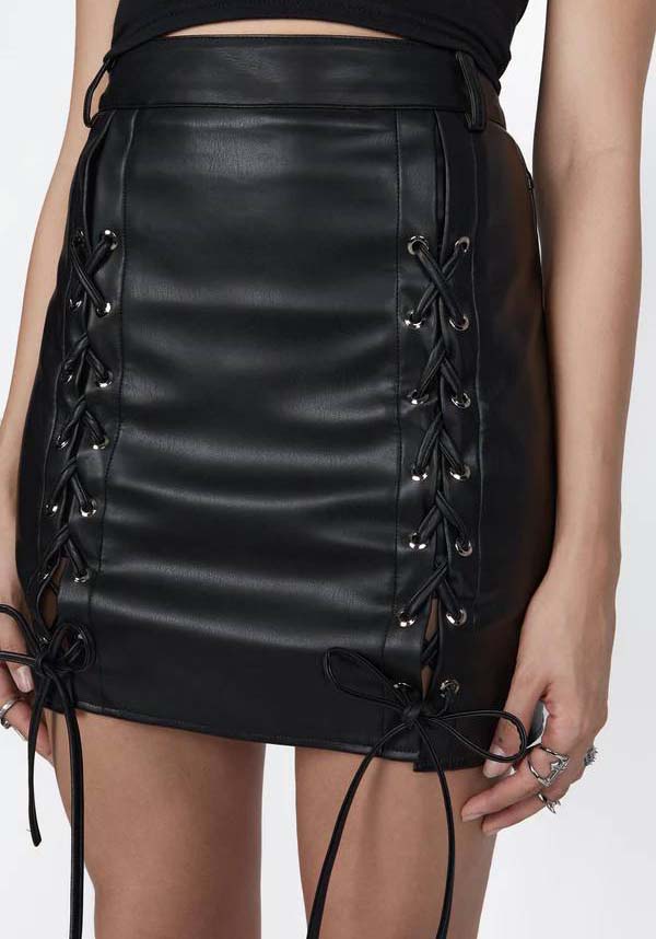 Selene Faux Leather | LACE-UP SKIRT