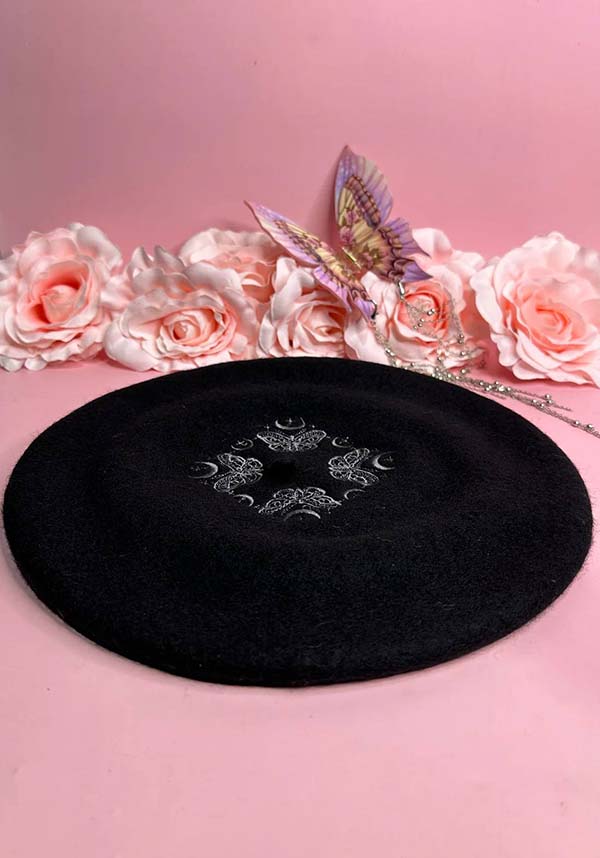Moth & Moon Black Embroidered | BERET
