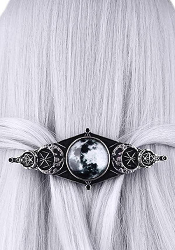 Moon Geometry | HAIRCLIP - Beserk - accessories, all, clickfrenzy15-2023, clip, discountapp, fp, gothic, gothic accessories, hair accessories, hair clip, hairclip, hats and hair, jewellery, moon, restyle, silver, witch