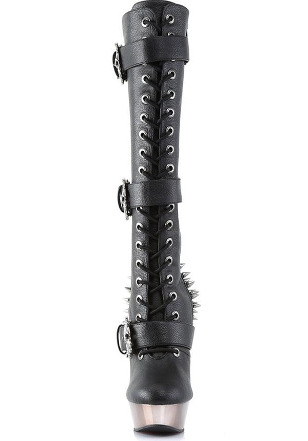 MUERTO-2028 [Black] | PLATFORM BOOTS [PREORDER] - Beserk - 01062020, all, black, bone, boots [preorder], clickfrenzy15-2023, demonia, discountapp, fp, heels, heels [preorder], labelpreorder, labelvegan, pleaserimageupdated, ppo, preorder, shoes, spike, spiked, spiked shoe, spikey, steampunk, vegan