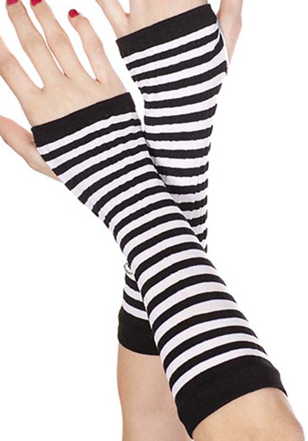Music Legs - Opaque Striped Black/White Arm Warmers - Buy Online Australia