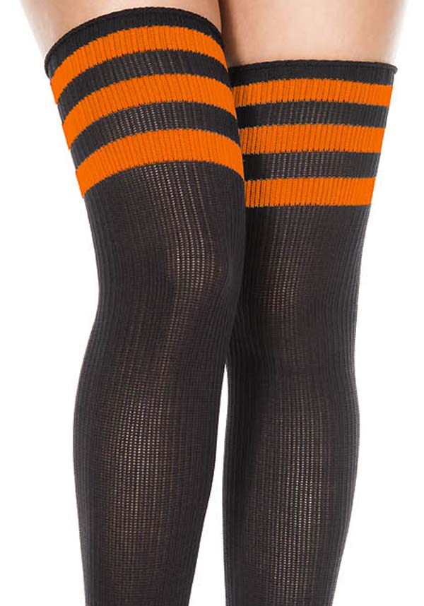 Athletic Black + Orange Stripe | THIGH HIGHS