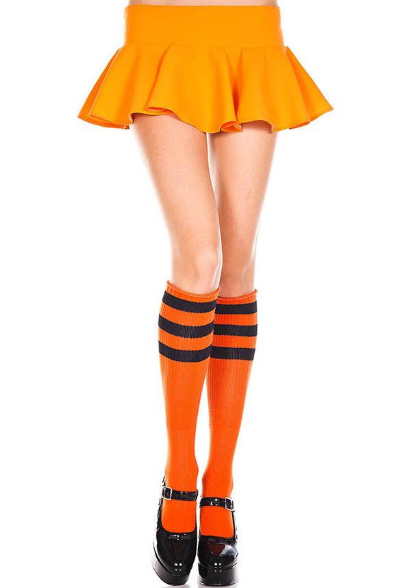 Triple Stripe [Orange/Black] | KNEE HIGH SOCKS*