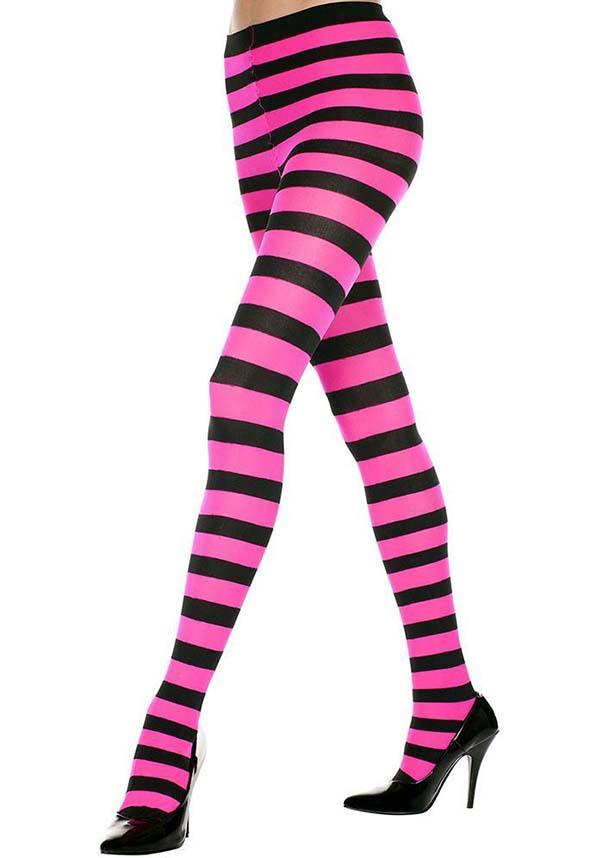 Wide Striped [Black/Pink] | TIGHTS* - Beserk - all, all clothing, beserkstaple, black, bravenkrazy, bright, clickfrenzy15-2023, cpgstinc, derby, derby hosiery, discountapp, edgy, eofy2023, eofy2023monday19-20, hosiery, hosiery and socks, jan19, ladies, ladies clothing, lastonesale, music legs, pantyhose, pink, plus, plus size, roller derby, rollerderby, sale, stockings, stripe, striped, stripes, stripey, tights