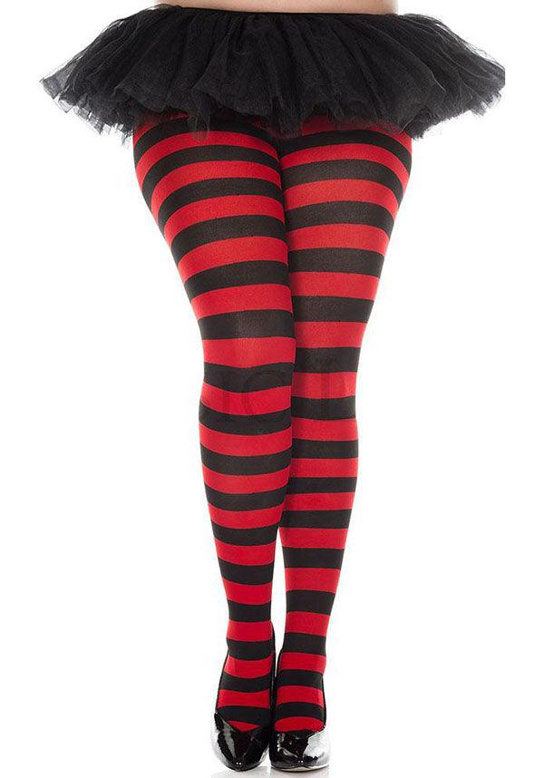 Wide Striped [Black/Red] | TIGHTS* - Beserk - all, all clothing, all ladies, all ladies clothing, beserkstaple, black, bravenkrazy, christmas clothing, clickfrenzy15-2023, clothing, cosplay, cpgstinc, derby, derby hosiery, discountapp, edgy, eofy2023, eofy2023monday19-20, goth, gothic, hosiery, hosiery and socks, ladies, ladies clothing, mar19, music legs, pantyhose, plus, plus size, red, roller derby, rollerderby, sale, stockings, stripe, striped, stripes, stripey, tights, winter, winter clothing
