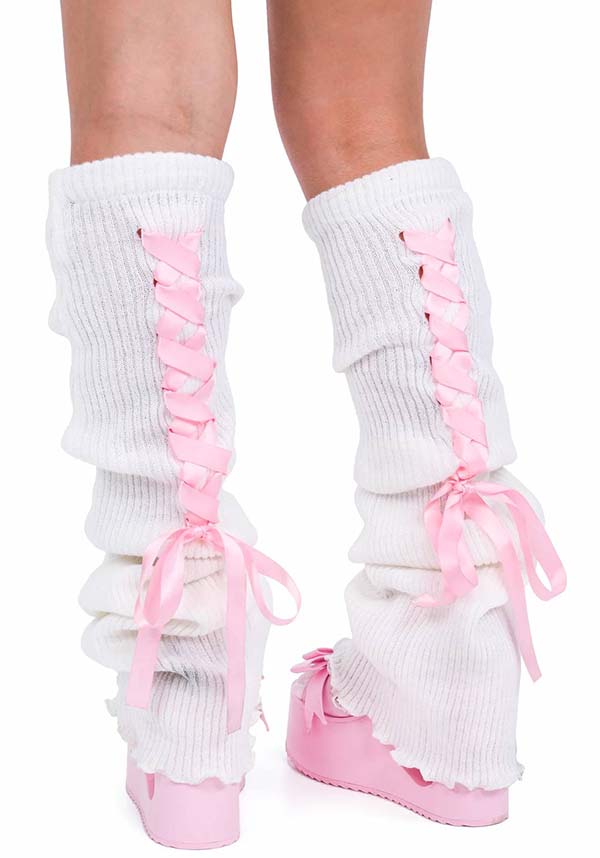 Laced Up [White/Pink] | LEGWARMERS
