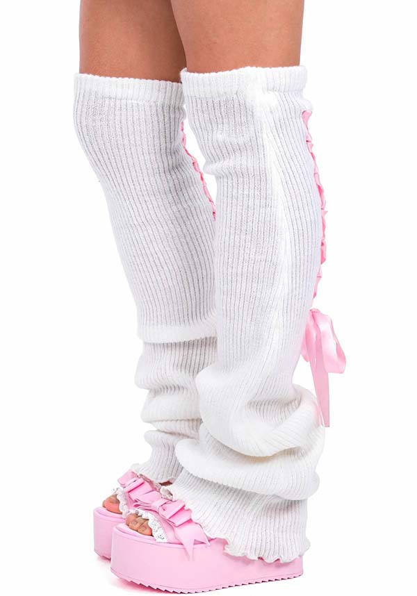 Laced Up [White/Pink] | LEGWARMERS