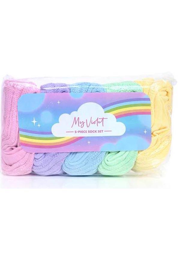 Rainbow Scrunch | SOCKS SET - Beserk - all, all clothing, all ladies, all ladies clothing, blue, clickfrenzy15-2023, clothing, discountapp, exclusive, fp, googleshopping, green, hosiery, hosiery and socks, jan23, knee high, knee high socks, labelexclusive, ladies, ladies socks, MVD366, myviolet, pastel, pastel goth, pink, purple, R310123, rainbow, retro, sock, socks, yellow