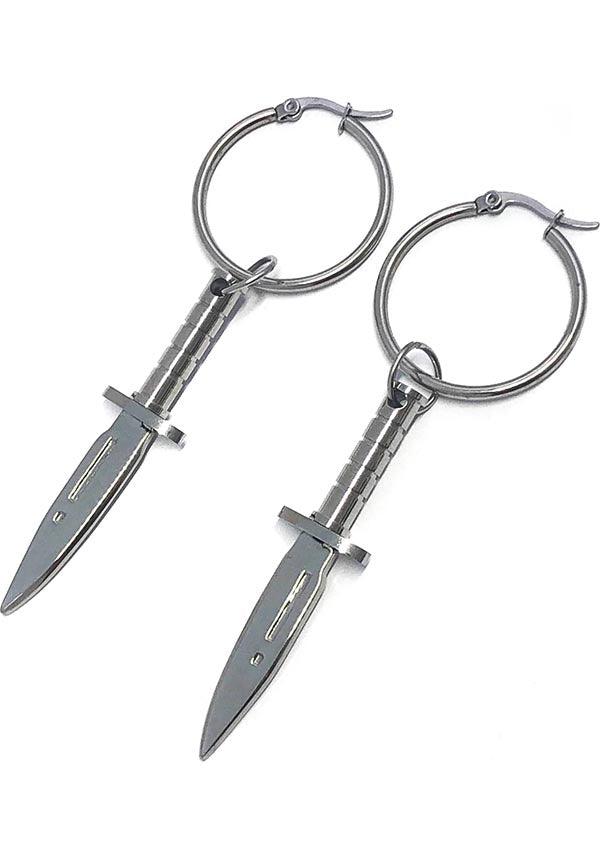 Bolline | HOOP EARRINGS - Beserk - accessories, all, christmas gifts, clickfrenzy15-2023, discountapp, earrings, fp, gift, gift idea, gift ideas, gifts, googleshopping, goth, gothic, gothic accessories, gothic gifts, hoop earrings, jan23, jewellery, jewelry, knife, ladies accessories, mens, mens accessories, mens valentines gifts, mothers day, mothersday, mothersdayindulge, MYSD458, R100123, silver, valentines gifts