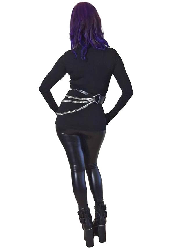 Dione Long Sleeve Lace Up Plunge | TOP
