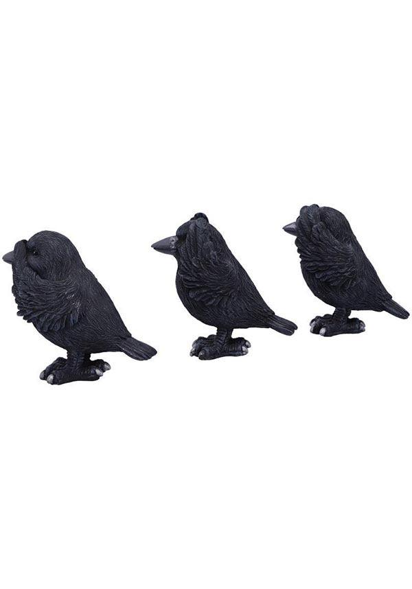 Three Wise Ravens | FIGURINE - Beserk - all, animal, animals, bird, birds, black, christmas gift, christmas gifts, clickfrenzy15-2023, crow, cute, cute animals, dec22, discountapp, figure, figures, figurine, figurines, fp, gift, gift idea, gift ideas, gifts, googleshopping, goth homeware, goth homewares, gothic gifts, gothic homeware, gothic homewares, halloween, halloween homeware, halloween homewares, home, homeware, homewares, housewarming, nemesis now, NNSH042765, r061222, raven, statue