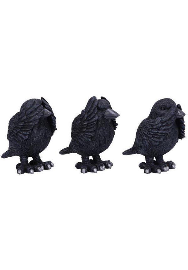 Three Wise Ravens | FIGURINE - Beserk - all, animal, animals, bird, birds, black, christmas gift, christmas gifts, clickfrenzy15-2023, crow, cute, cute animals, dec22, discountapp, figure, figures, figurine, figurines, fp, gift, gift idea, gift ideas, gifts, googleshopping, goth homeware, goth homewares, gothic gifts, gothic homeware, gothic homewares, halloween, halloween homeware, halloween homewares, home, homeware, homewares, housewarming, nemesis now, NNSH042765, r061222, raven, statue