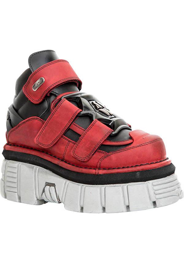 M-285-S39 | PLATFORM SNEAKERS [PREORDER] - Beserk - all, black, clickfrenzy15-2023, dec21, discountapp, fp, goth, gothic, labelpreorder, leather, men, mens shoes, new rock, nrpo, platform, platforms, platforms [preorder], preorder, red, shoe, shoes, sneaker, sneakers, trainers