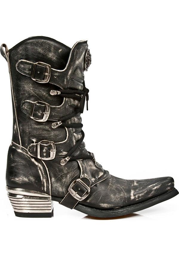 M-7993-S3 | BOOTS [PREORDER] - Beserk - all, black, boot, boots, boots [preorder], clickfrenzy15-2023, cowboy, cowboy boots, dec21, discountapp, fp, goth, gothic, grey, labelpreorder, leather, men, mens shoes, new rock, nrpo, preorder, shoe, shoes, western