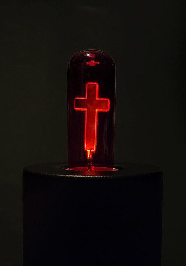 Red Neon Cross | CRUCIFIX LIGHT BULB - Beserk - all, bedroom, christmas gift, christmas gifts, cross, discountapp, fp, gift, gift idea, gift ideas, gifts, googleshopping, goth, goth homeware, goth homewares, gothic, gothic gifts, gothic homeware, gothic homewares, halloween homeware, halloween homewares, home, homeware, homewares, light, light up, lighting, lights, may23, night light, NOZMQS5FHPJJ00000006, R090523, red, red and black, witchy