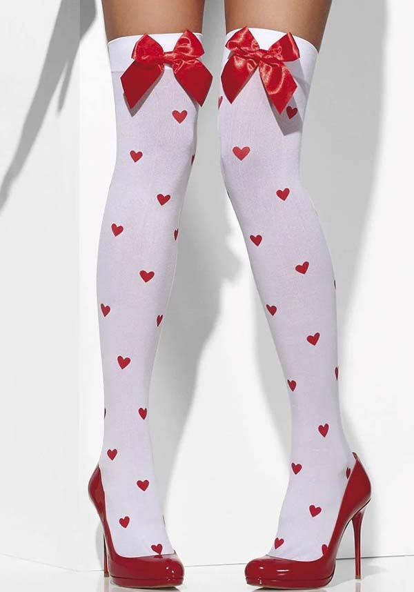 Opaque [White] | HOLD UPS [Red Bow & Heart Print]*