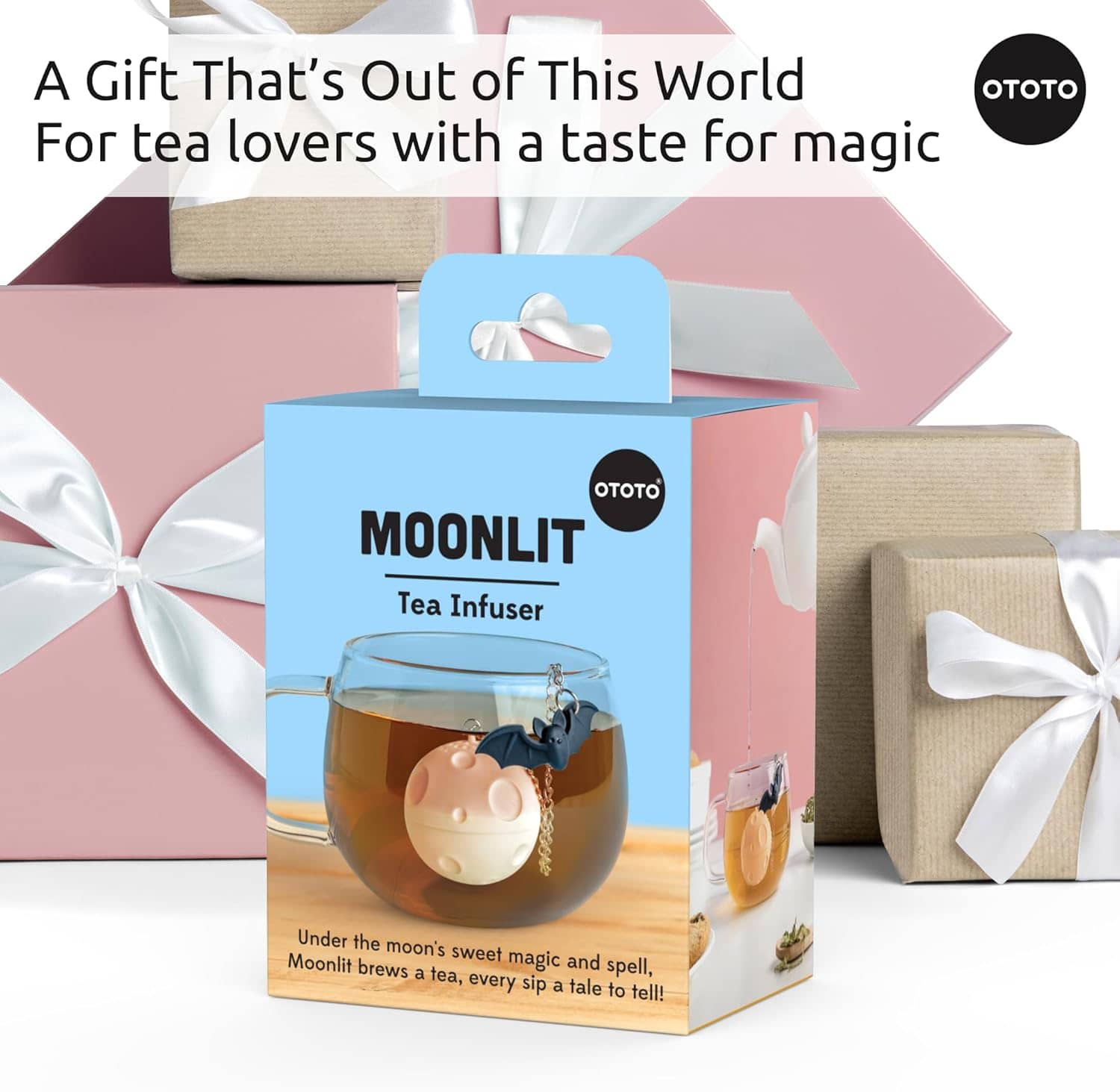Ototo Moonlit Tea Infuser - Gift presentation with retail box and wrapped presents