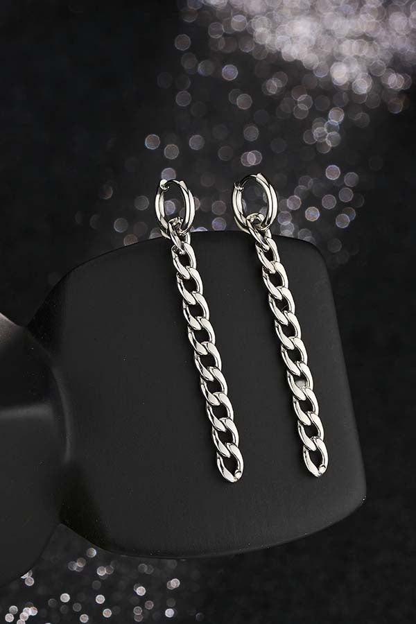 Minimalist Long Chain Drop Silver | EARRINGS