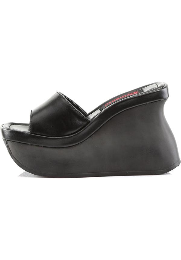 PACE-01 [Black] | PLATFORMS [PREORDER] - Beserk - all, black, clickfrenzy15-2023, demonia, demonia shoes, discountapp, fp, goth, gothic, labelpreorder, labelvegan, platforms, platforms [preorder], pleaserimageupdated, pool slides and slip ons, ppo, preorder, sandals, shoes, vegan, wedge, wedges